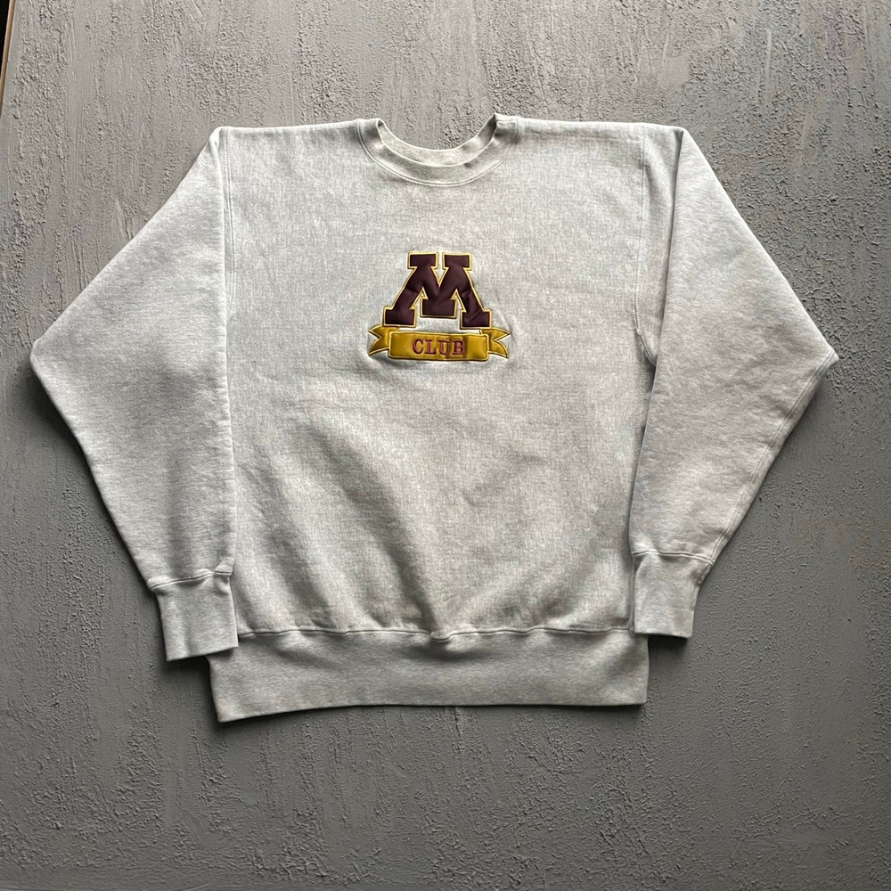 Vintage Minnesota M Club Crewneck Sweatshirt Mens XXL Grey 90s Eagle USA
